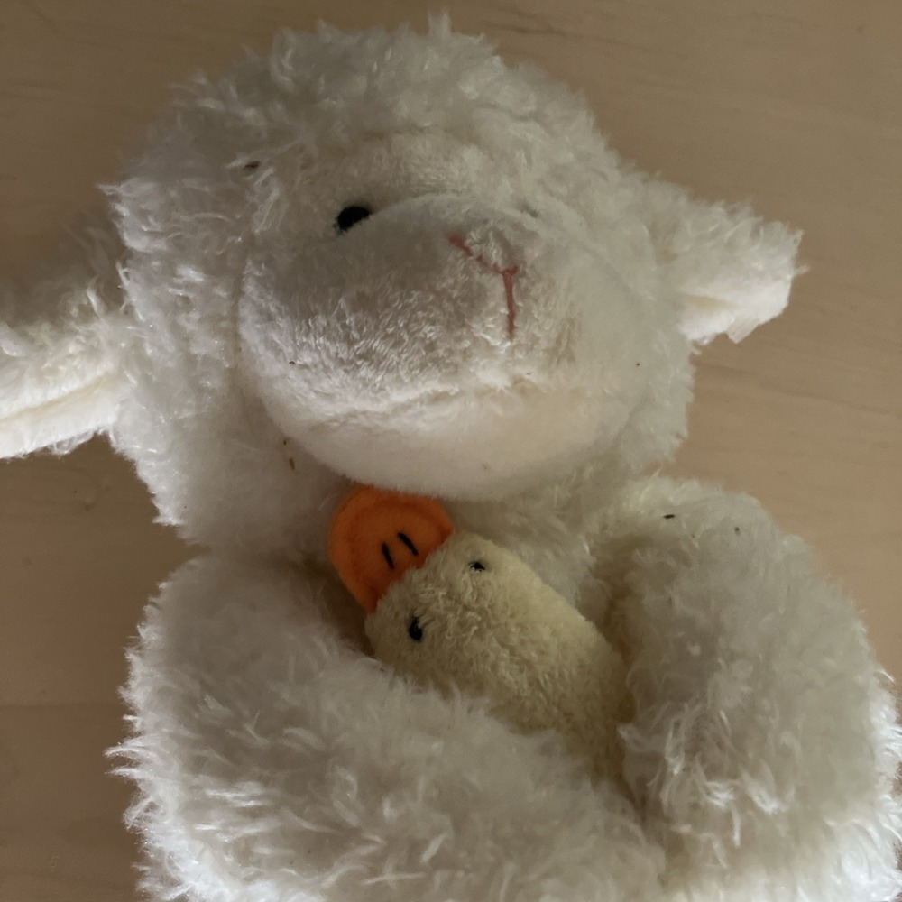 13" MARSHALL FIELDS WHITE LAMB SHEEP YELLOW DUCK STUFFED ANIMAL PLUSH TOY 2003